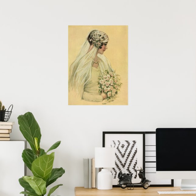 Affiche Mariage vintage, Portrait de mariée victorienne (Bureau à domicile)