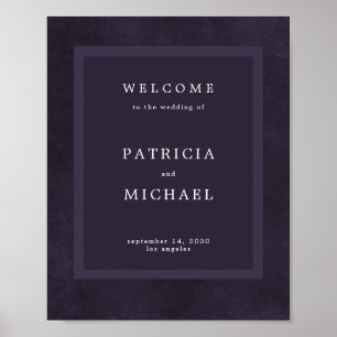Affiche Mariage violet simple moderne élégant panneau d'ac
