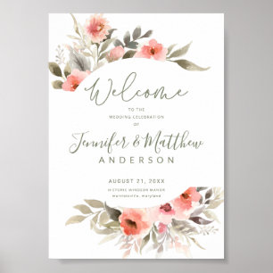 Affiche Mariage Welcome Aquarelle Blush Rose Panneau de co
