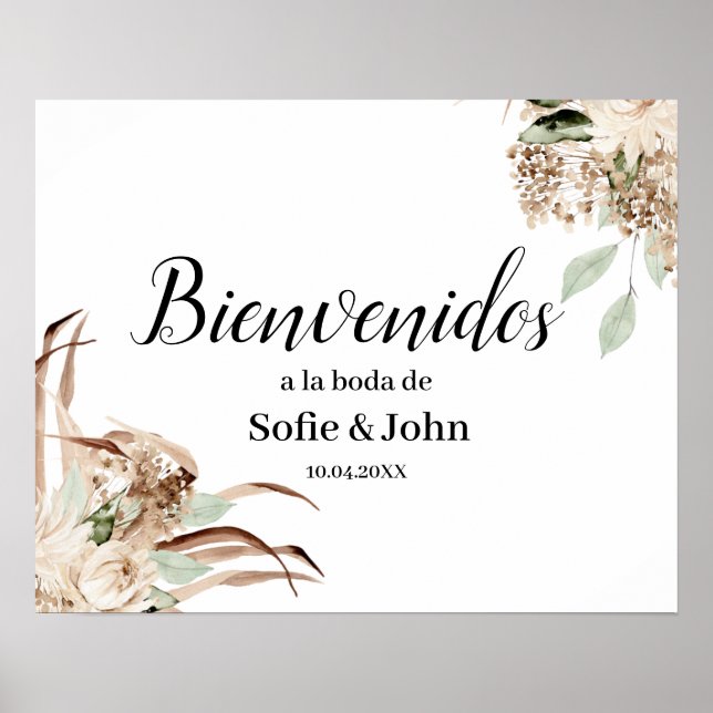 Affiche Mariage Welcome Board en espagnol (Devant)