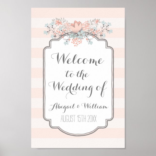 Affiche Mariage Welcome Custom Sign Vintage Floral (Devant)