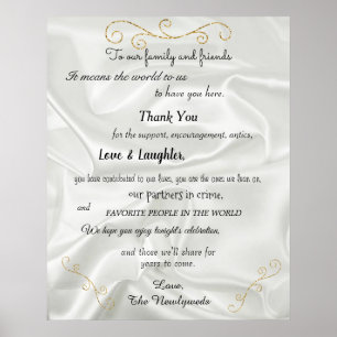 Affiche Mariage Welcome Gold Parties scintillant, White Sa