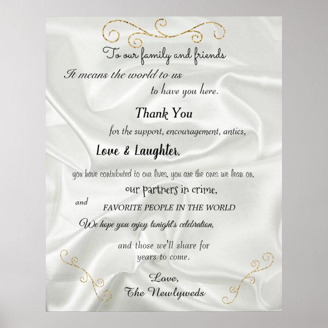 Affiche Mariage Welcome Gold Parties scintillant, White Sa (Devant)