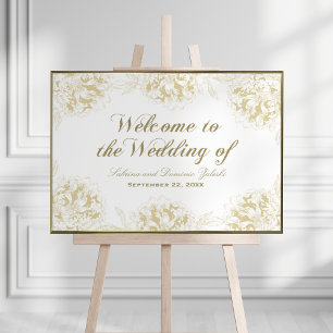 Affiche Mariage Welcome or Elegant Peony Floral