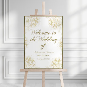Affiche Mariage Welcome or Elegant Peony Floral