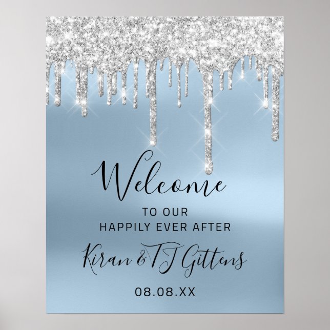 Affiche Mariage Welcome Silver Grey Drivers Blue Event (Devant)
