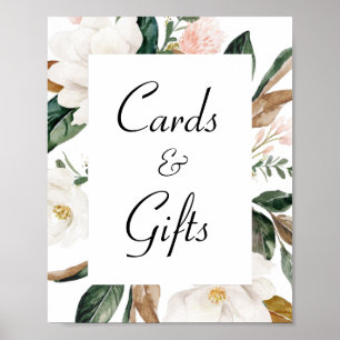 Affiche mariages floraux magnolia blanc, cartes & cadeaux