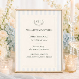 Affiche Mariages rayés Blue & Sage Cocktails Signature