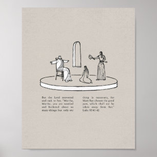 Affiche Marie et Marthe avec Jésus - Bible du Nouveau Test