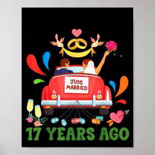 Affiche Marié il y a 17 ans couple drôle d'anniversaire de