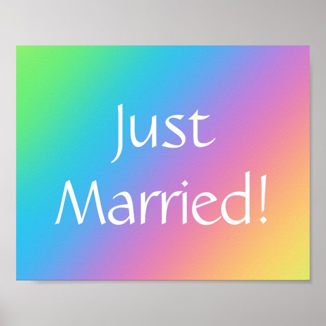 Affiche Marié ! Panneau de voiture Mariage arc-en-ciel (Devant)