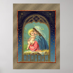 Affiche Marie tenant l'enfant Jésus