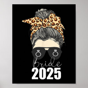 Affiche Mariée 2025 Messy Bun Fiançailles Leopard Cheetah