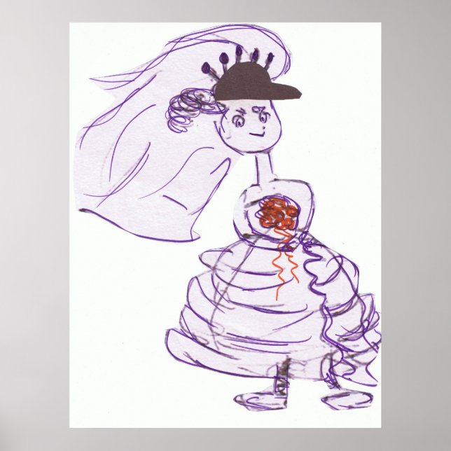 Affiche Mariée Casquette de baseball noire (Devant)
