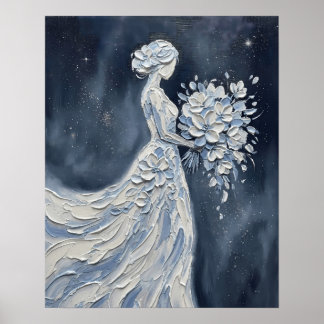 Affiche Mariée céleste bleu Impasto Silhouette