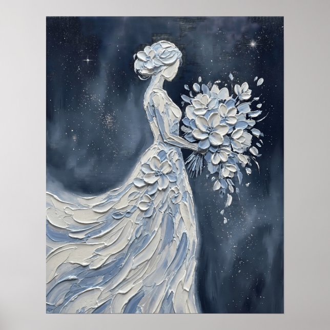 Affiche Mariée céleste bleu Impasto Silhouette (Devant)