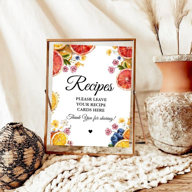 Affiche Mariée Citrus Laisser vos recettes Douche nuptiale (Créateur téléchargé)