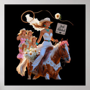 Affiche Mariée Cowgirl – Promenade d'été vers l'amour