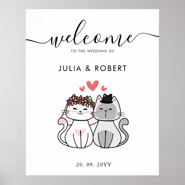 Affiche Mariée De Chat Cute Et Mariage De Groom (Devant)