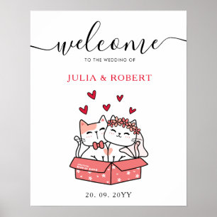 Affiche Mariée De Chat Cute Et Mariage De Groom