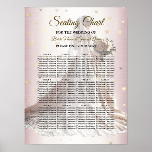 Affiche Mariée d'hiver rose Golden Shiny Hearts