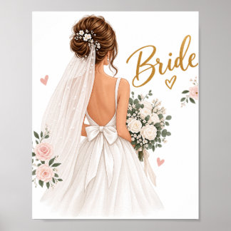 Affiche Mariée Élégante – Dos Floral de Mariage Dr