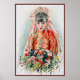 Affiche Mariée en chinois Rouge Shanghai Yuefenpai