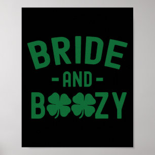 Affiche Mariée et irlandais ivre St Patrick Funny Shamr