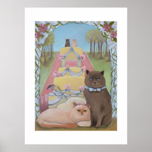 Affiche Mariée et Marié Chat Art Print de Mariage