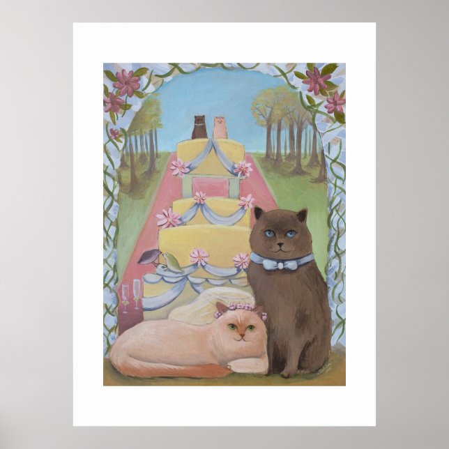 Affiche Mariée et Marié Chat Art Print de Mariage (Devant)