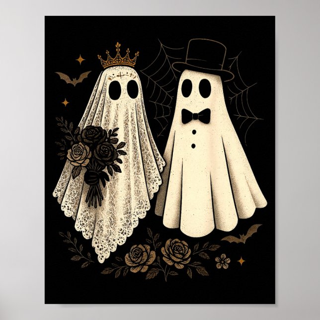 Affiche Mariée et marié fantômes effrayants pour un mariag (Devant)