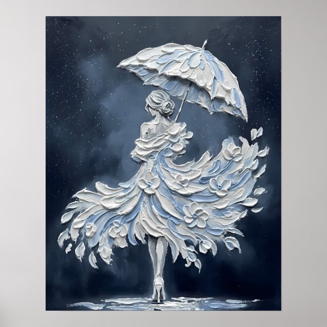 Affiche Mariée florale à l'Impasto avec parapluie (Devant)