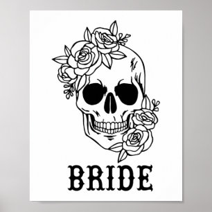 Affiche Mariée Groom Crâne floral Halloween Mariage Bachel