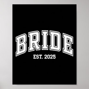 Affiche Mariée Groom Est. 2025 Retro Juste Marié Couples W