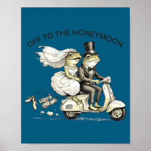 Affiche Mariée lune de miel drôle et marié correspondant j