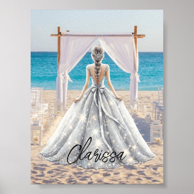 Affiche Mariée Mariage Jour Plage Mariage Fancy Gown (Devant)