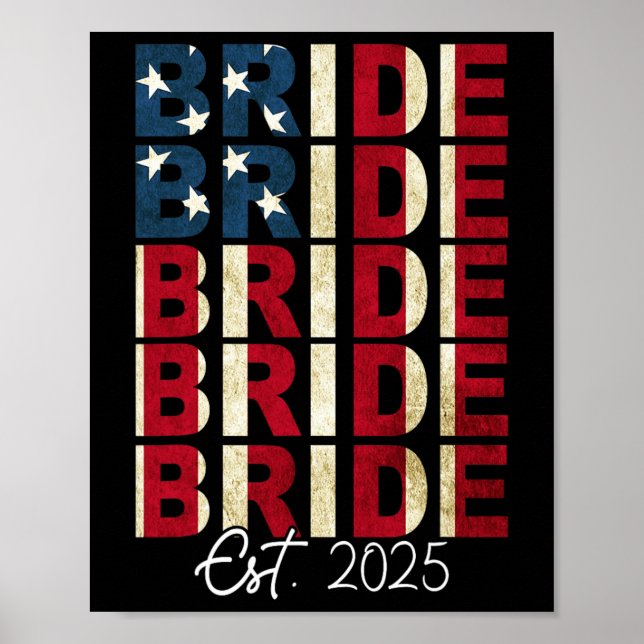 Affiche Mariée Marié Env. 2025 Drapeau États-Unis Jeunes M (Devant)