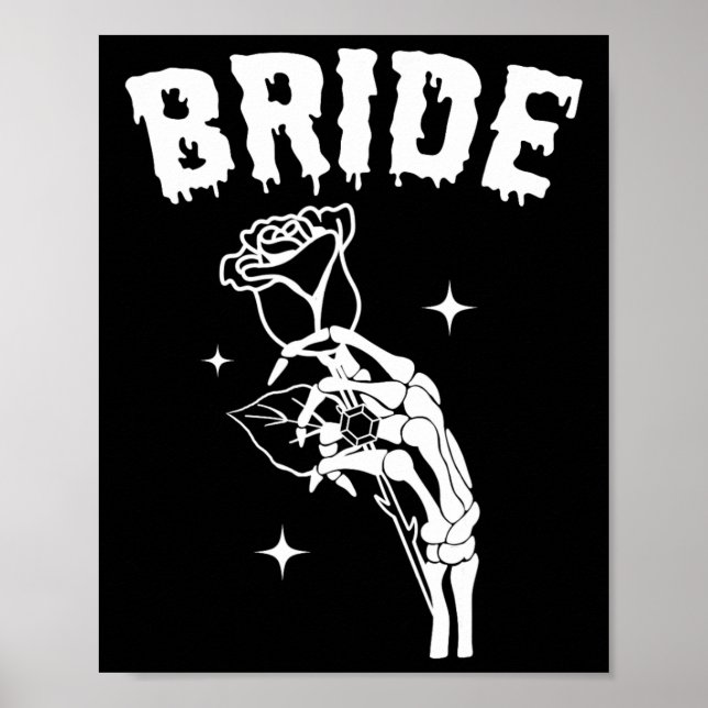 Affiche Mariée Skeleton Mariage main Halloween Couples Mat (Devant)