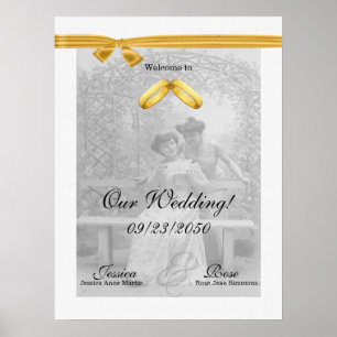 Affiche Mariées vintages Bienvenue à notre Mariage