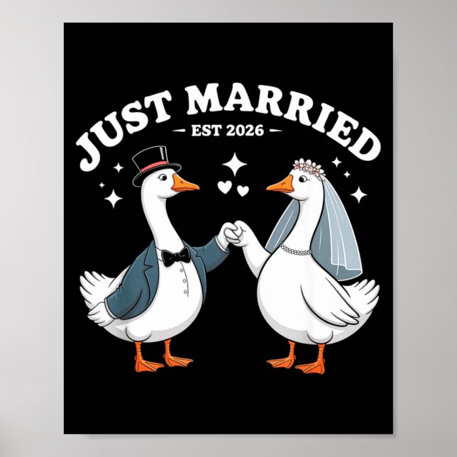 Affiche Mariés 2026 Mariage Couples Fiancée Oie Ridicule (Devant)