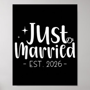 Affiche Mariés à peine 2026 Lune de miel Mariage Couples F