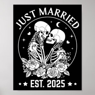 Affiche Mariés Estimé 2025 Couple de squelettes Halloween