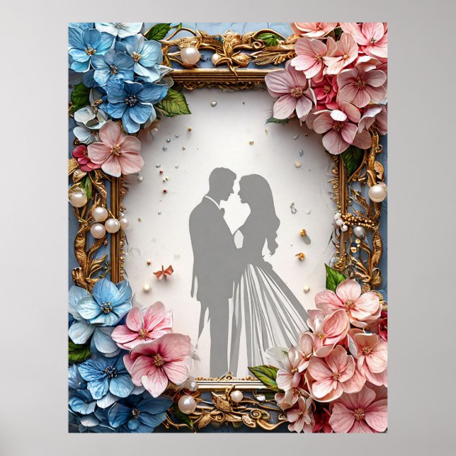 Affiche Mariés Silhouette Romantique Amour (Devant)