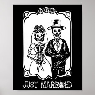 Affiche Mariés squelette mariée marié Halloween couple