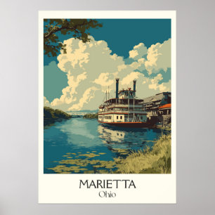 Affiche Marietta Ohio River Town Historic Riverboat Life