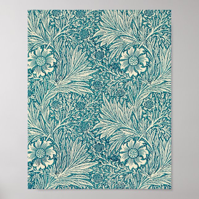 Affiche Marigold bleu illustration de William Morris (Devant)