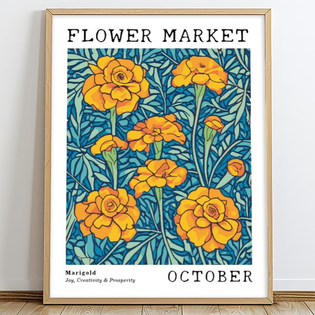 Affiche Marigold Floral Orange Octobre Marché aux Fleurs d (Créateur téléchargé)