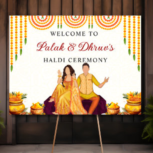 Affiche Marigold Joint Haldi cérémonie signe de bienvenue