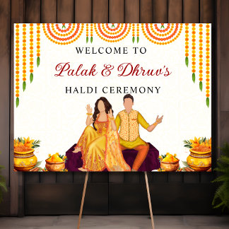 Affiche Marigold Joint Haldi cérémonie signe de bienvenue