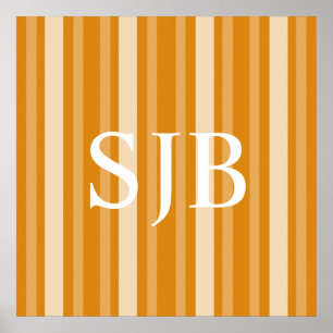 Affiche Marigold Victorian Lady Stripe avec Monogramme